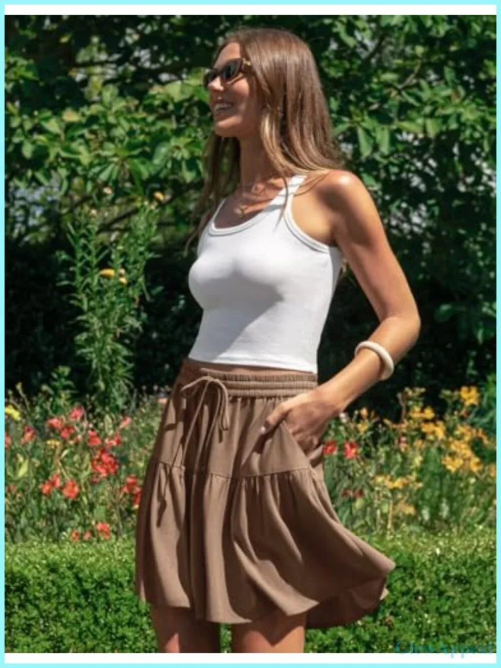 Womens Linen Blend Skirt Shorts Wide Leg Flowy Drawstring Side Pockets Summer